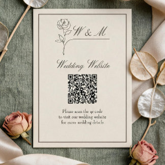 Minimalist Wedding Website QR Code Enclosure Card 