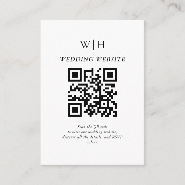 Minimalist Wedding Website QR Code  Enclosure Card (Front)