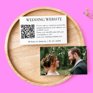 Minimalist Wedding Website With Photo QR Code RSVP Enclosure Card