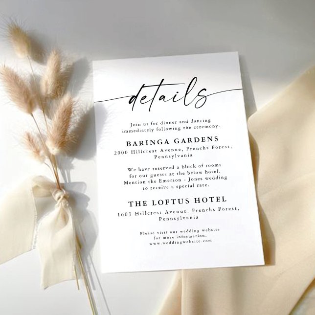 Minimalist Wedding Wedding Details Enclosure Card (Creator Uploaded)