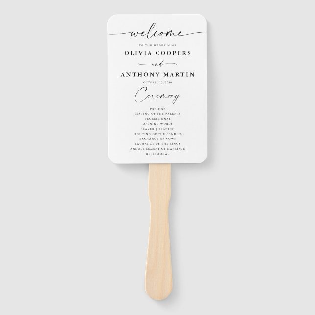 Minimalist Wedding Wedding Program Hand Fan (Front)