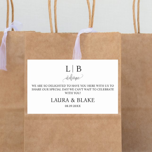 Minimalist Wedding Welcome Bag For Hotel Guests Rectangular Sticker (Creator Uploaded)