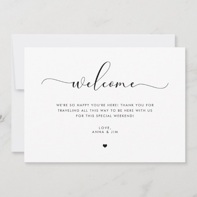 Minimalist Wedding Welcome Bag Insert Card (Front)