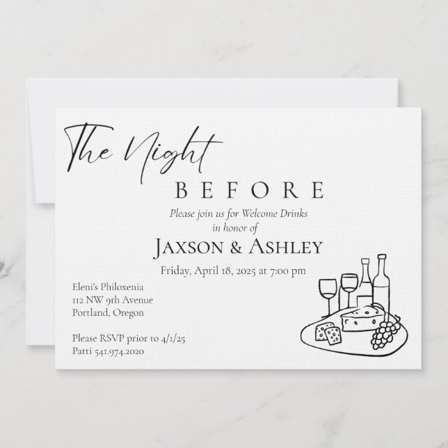 Minimalist Wedding Welcome Drinks Invitation (Front)