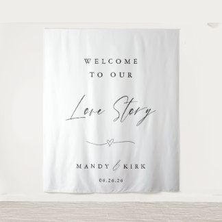Minimalist Wedding Welcome Sign | Modern Banner Tapestry