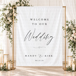 Minimalist Wedding Welcome Sign | Modern Banner Tapestry