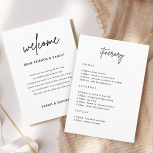 Minimalist Wedding Welcome Timeline Itinerary Invitation