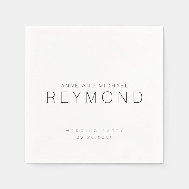 Minimalist Wedding White Clear Napkin (Front)
