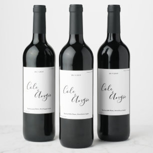 Minimalist Wedding Wine Label with Crossed Borders