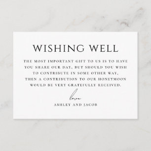 Minimalist Wedding Wishing Well Honeymoon Fund Enclosure Card