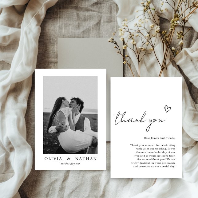 Minimalist Wedding with Photo Thank You Card (Creator Uploaded)