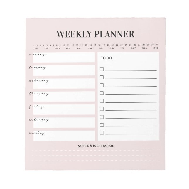Minimalist Weekly Planner Notepad (Front)