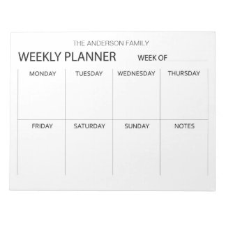 Minimalist weekly planner  notepad