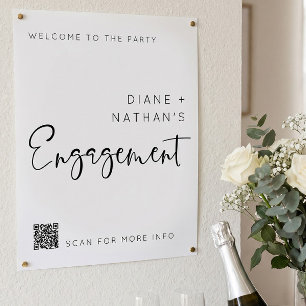 Minimalist Welcome to Our Engagement QR code Sign