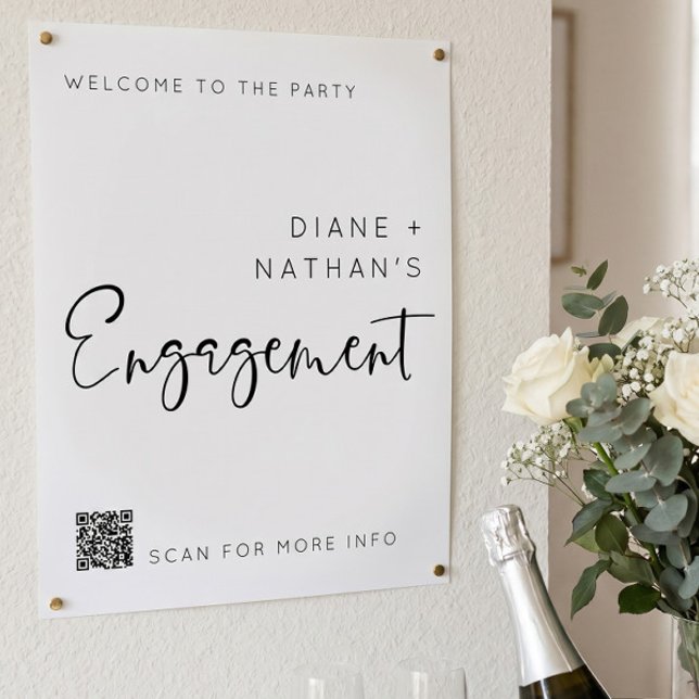 Minimalist Welcome to Our Engagement QR code Sign (Creator Uploaded)