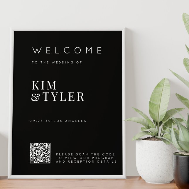 Minimalist welcome wedding QR CODE black sign (Creator Uploaded)