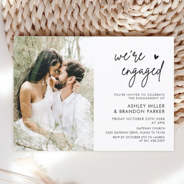 Minimalist We're Engaged Photo Engagement Party Invitation (Creator Uploaded)