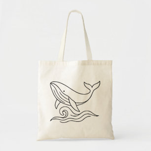 Minimalist Whale Line Art – Ocean Animal Tote Bag