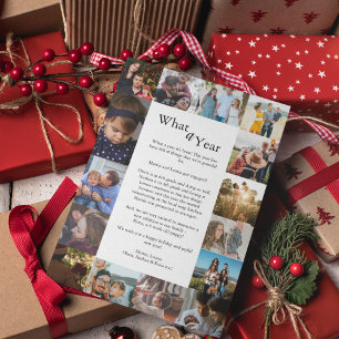 Minimalist What A Year Photo Collage Christmas Holiday Card