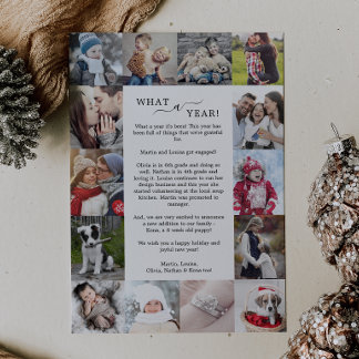 Minimalist What A Year Photo Collage Christmas Holiday Card