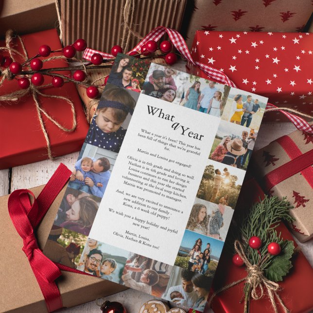 Minimalist What A Year Photo Collage Christmas  Holiday Card (Creator Uploaded)