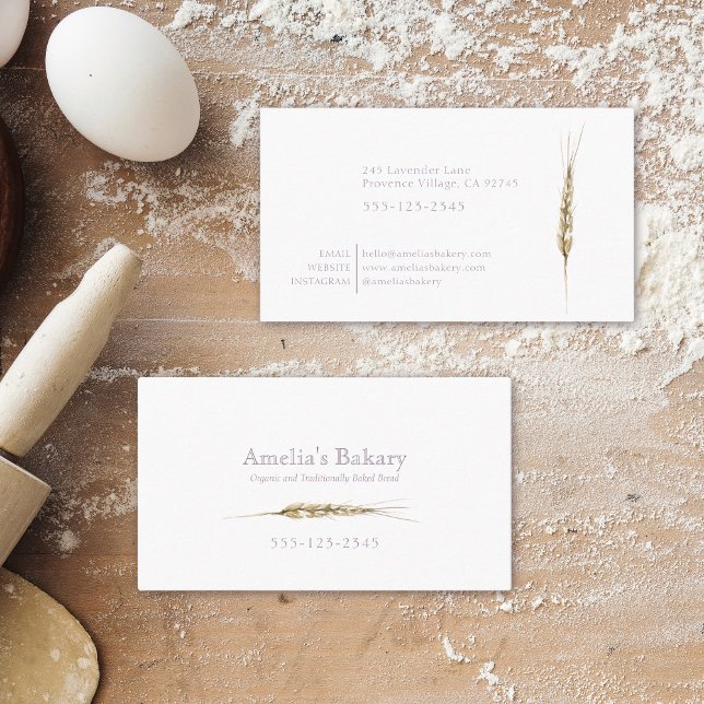 Minimalist Wheat grain lavender purple bakery Business Card (Creator Uploaded)