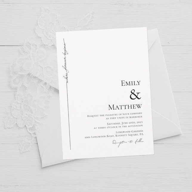 Minimalist Where Forever Begins Wedding Invitation (Creator Uploaded)