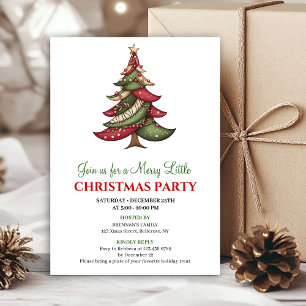Minimalist whimsical Christmas tree holiday invite