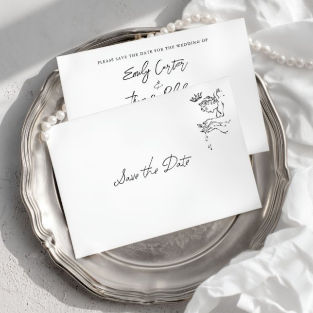Minimalist Whimsical Hand Drawn Save the Date Card (Minimalist Whimsical Hand Drawn Save the Date Card)