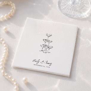 Minimalist Whimsical Ink Hand Drawn Wedding Napkin