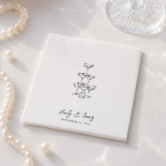 Minimalist Whimsical Ink Hand Drawn Wedding Napkin