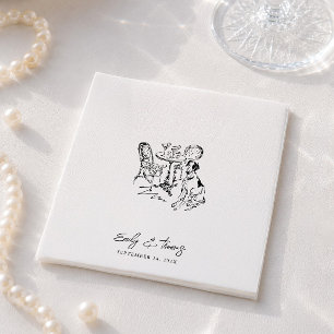 Minimalist Whimsical Ink Hand Drawn Wedding Napkin