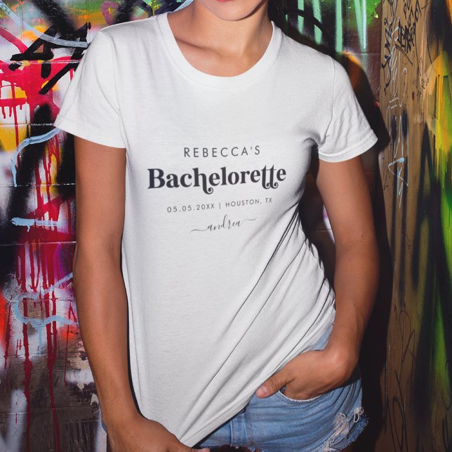 Minimalist Whimsical Retro Script Bachelorette T-Shirt (Creator Uploaded)