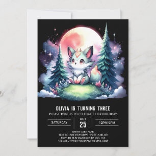 Minimalist Whimsical Wolf Birthday Invitation