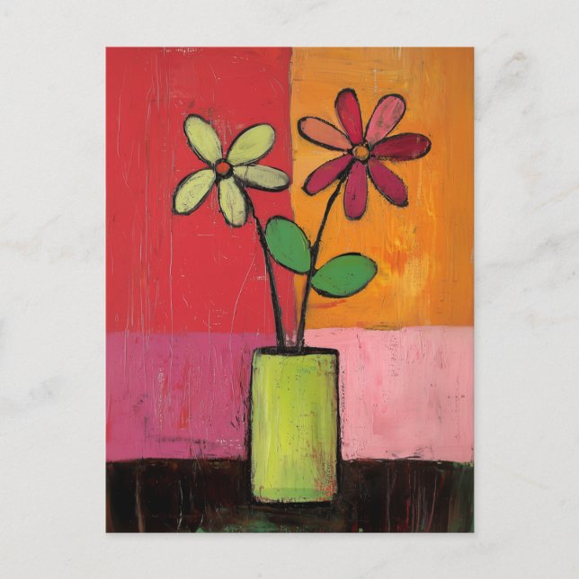 Minimalist Whimsy Flowers No.049 Postcard (Front)