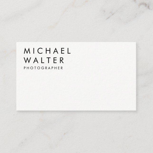 Minimalist White and Black Business Card (Front)