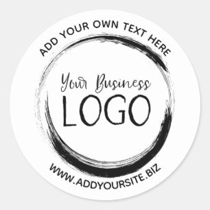 Minimalist White and Black Round Logo Classic Round Sticker