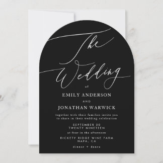 Minimalist White and Black Simple Wedding Arch Invitation
