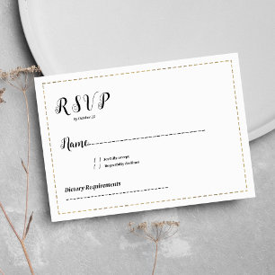 Minimalist white and gold calligraphy RSVP Invitation