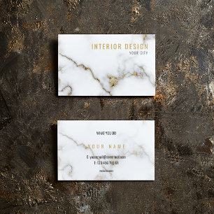 Minimalist White and Gold luxury Marble Business Card