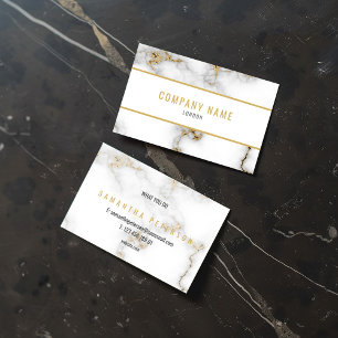 Minimalist White and Gold Marble Business Card