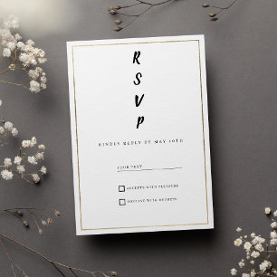 Minimalist white and gold typography RSVP Invitation