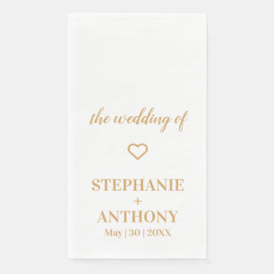 Minimalist White and Gold Wedding       Napkin