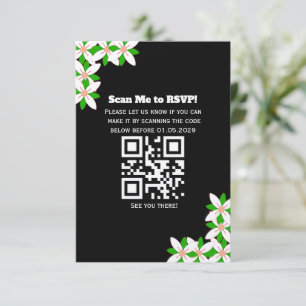 Minimalist White and Green Flower RSVP Card