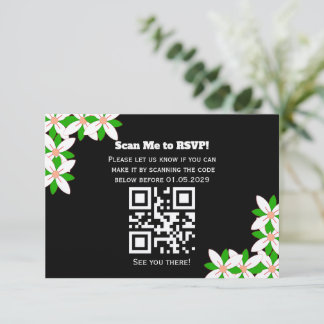 Minimalist White and Green Flower RSVP Card