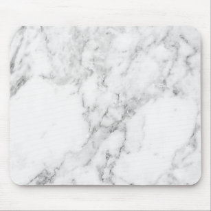 Minimalist White and Grey Marble Mouse Pad