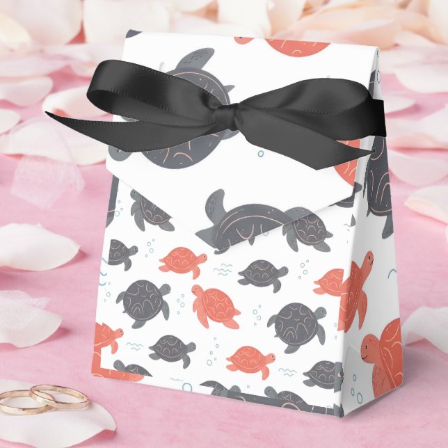 Minimalist White and Grey Sea Turtle Pattern Favour Box (Wedding)
