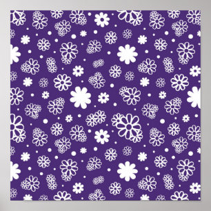 Minimalist White and Purple Flowers Poster