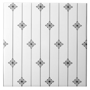 Minimalist White Black Geometric Pattern Ceramic Tile
