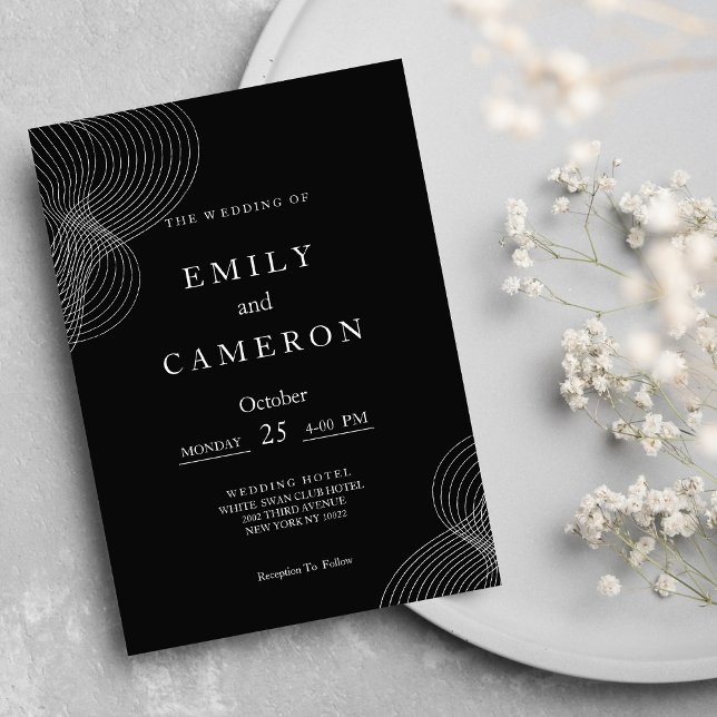 Minimalist white black geometric Wedding Invitation (Minimalist white black geometric Wedding )